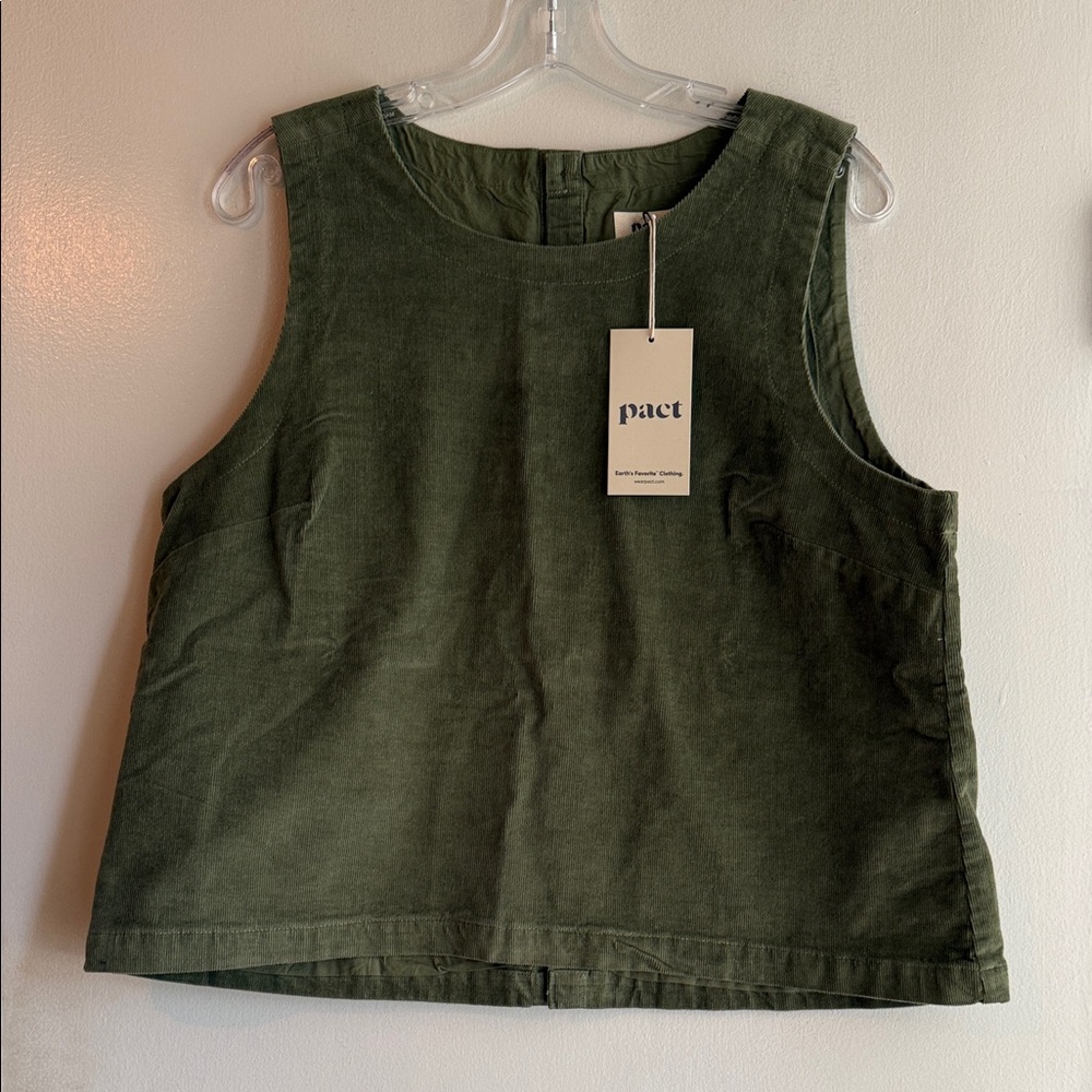 Pact Olive Corduroy Sleeveless Boxy Tank Large